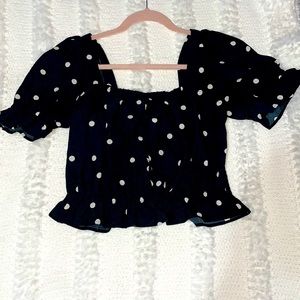 H&M short sleeve polka dot blouse